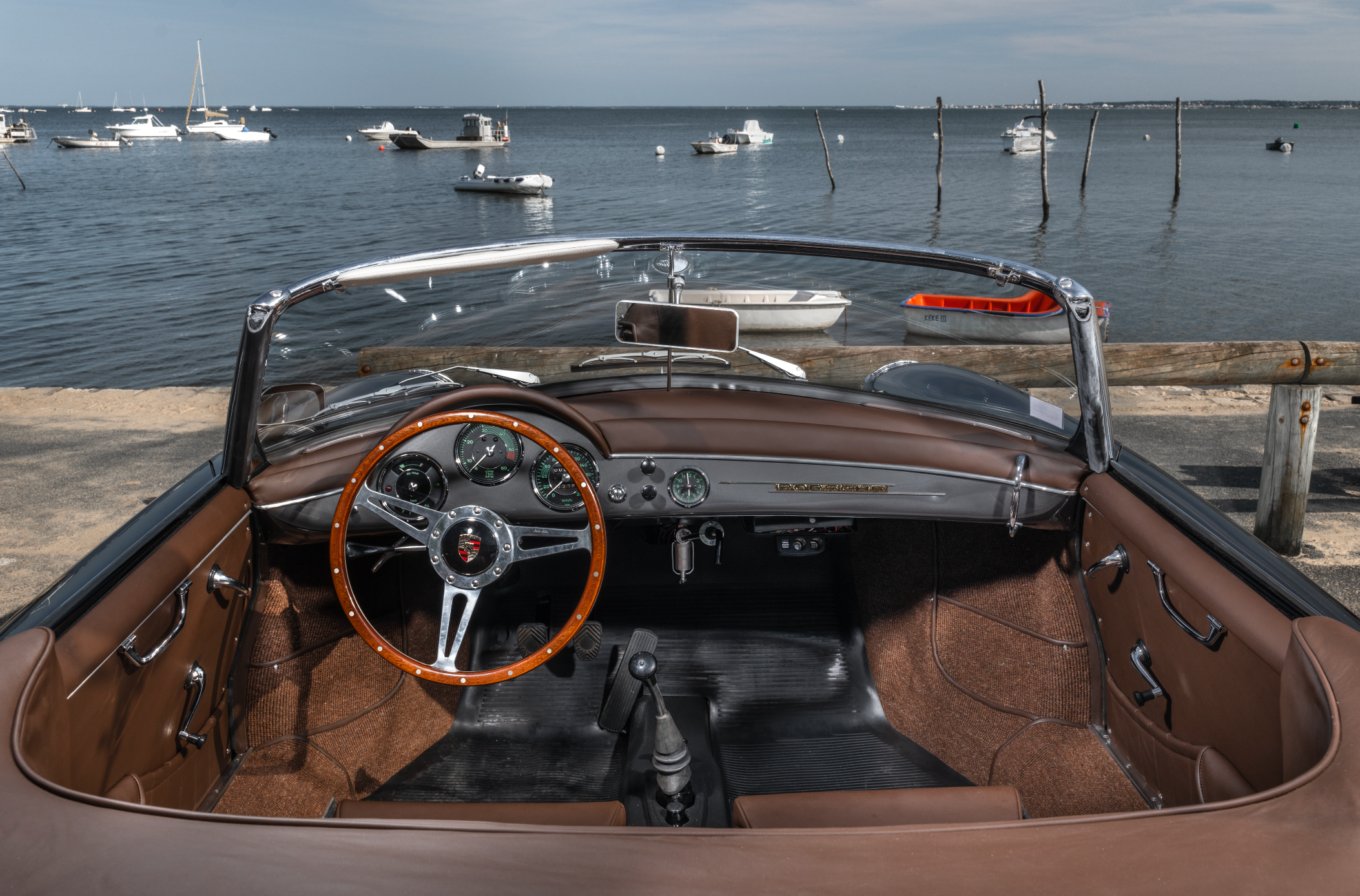 356 Roadster GT 1960 Gris Foncé intérieur Chocolat Moteur 160CV