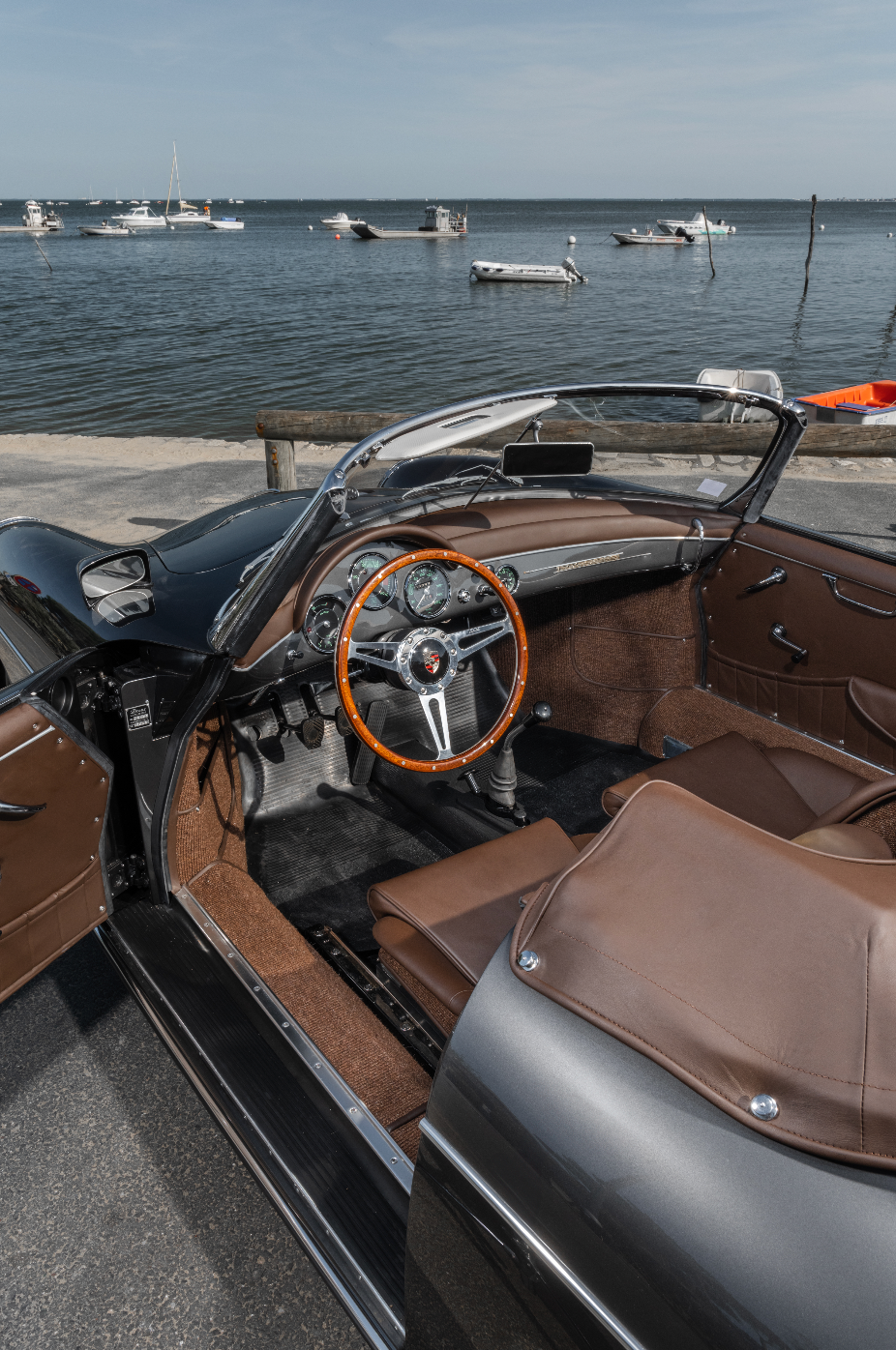 356 Roadster GT 1960 Gris Foncé intérieur Chocolat Moteur 160CV